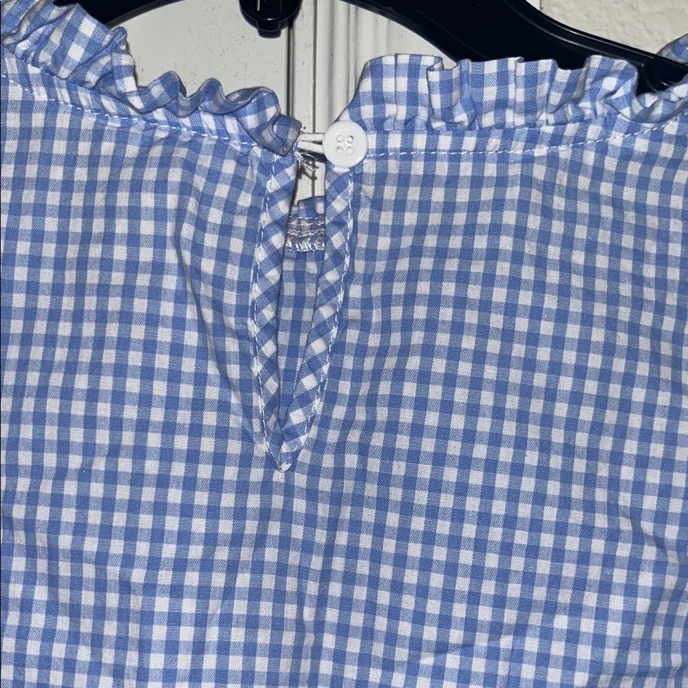 Boutique Blue Gingham Top with Floral Embroidery - Picture 4 of 9
